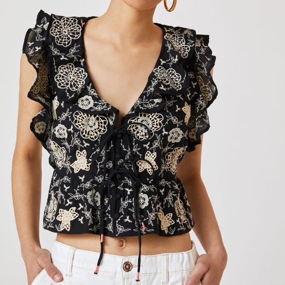 Anthropologie Tops - ✨ Anthropologie Ruffled Crop Top Sz LP